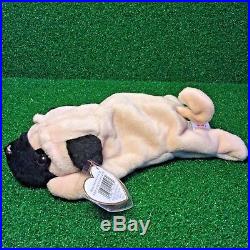 Ty Beanie Baby 1996 Pugsly The Pug RARE RETIRED PVC Plush Toy With Canadian TUSH