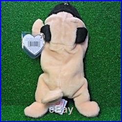 Ty Beanie Baby 1996 Pugsly The Pug RARE RETIRED PVC Plush Toy With Canadian TUSH