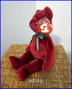Ty Beanie Baby 3rd Gen. Very Rare New Face Cranberry Teddy with Perfect Mint Tags