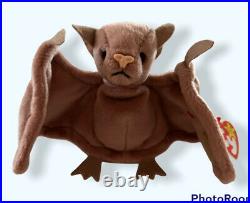 1st Gen 1996 Ty Beanie Baby Batty The Bat Rare PVC Plush Toy MWMT Free Shipping 