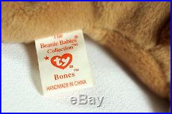 Ty Beanie Baby BONES 1994 1993 Dog with Tag ERRORS Plush Toy RARE PVC NEW RETIRED