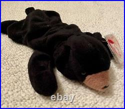 Ty Beanie Baby Blackie The Bear Ultra Rare, PVC Pellets, Major Tag Errors, Mint