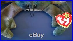 Ty Beanie Baby CLAUDE the Crab, Extremely Rare, Retired withMany Errors, Near Mint