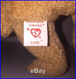 Ty Beanie Baby Curly Bear Retired With Multiple Tag Errors Rare