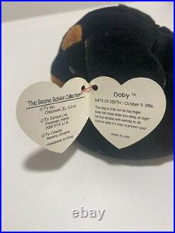 Ty Beanie Baby Doby the Doberman RARE with Errors 1996