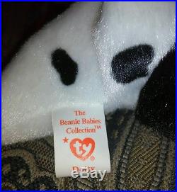 Ty Beanie Baby Dotty Sparky 1996 Dalmatian Dog Very Rare Tag Mistake PVC Pellets