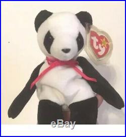 Ty Beanie Baby Fortune Panda Bear Retired 12/6/1997 Red StampRARE