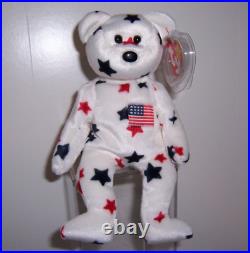 Ty Beanie Baby Glory Bear 1997 RARE, RETIRED, & MINT Tag Errors / 400 Stamp