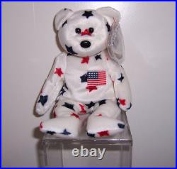 Ty Beanie Baby Glory Bear 1997 RARE, RETIRED, & MINT Tag Errors / 400 Stamp