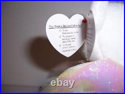 Ty Beanie Baby Halo Bear 1998 RARE RETIRED & MINT with Brown Nose / Tag Errors