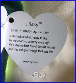 Ty Beanie Baby Hissy Snake Tag Errors RARE PVC New 1997