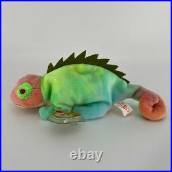 Errors RARE Ty Beanie Baby 4th Gen 1997 Rainbow The Iguana Chameleon for sale online