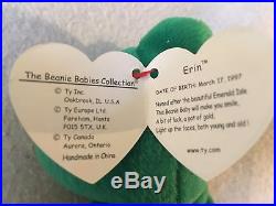Ty Beanie Baby Original Erin Retired, First Edition, Rare