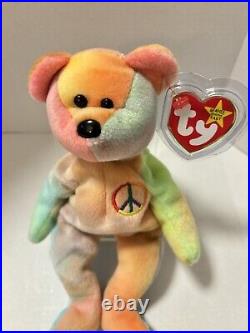 Ty Beanie Baby Original Retired Rare Peace Bear 1996 Mint