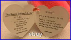 Ty Beanie Baby PINKY the Pink Flamingo 1995 Plush Toy RARE RETIRED P. E