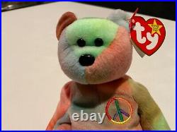 Ty Beanie Baby Peace Bear 1996 Multicolor RARE original beanie baby