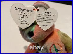 Ty Beanie Baby Peace Bear 1996 Multicolor RARE original beanie baby