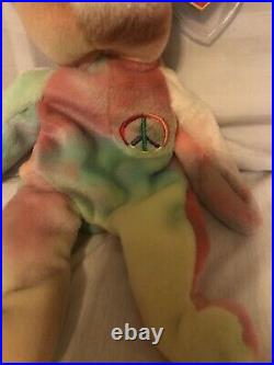 Ty Beanie Baby Peace Bear 1996 Retired MULTIPLE TAG ERRORS PVC RARE NWT