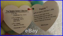 Ty Beanie Baby-Peace Bear-Multiple Errors-1996-Rare-Retired