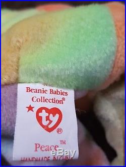 Ty Beanie Baby Peace Bear Original Collectible RARE With Tag Errors