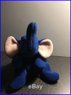 Ty Beanie Baby Peanut the Royal Blue Elephant Rare