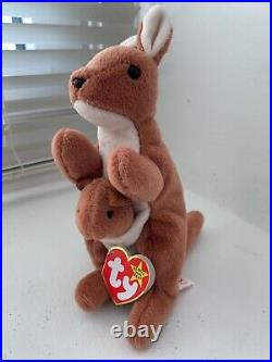 Ty Beanie Baby Pouch the Kangaroo 1996 with Errors (Rare Collectable)