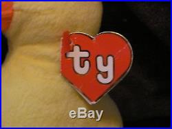 Ty Beanie Baby Quacker (RARE Wingless, PVC, BLACK Tag!)1993