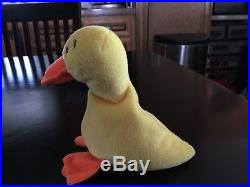 Ty Beanie Baby Quackers the Wingless Duck Rare