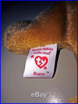 Ty Beanie Baby, Roary The Lion, With Rare Tag Errors & Corrective Tape