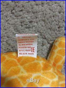 Ty Beanie Baby TWIGS Giraffe with Tag ERRORS Plush Toy RARE PVC NEW RETIRED
