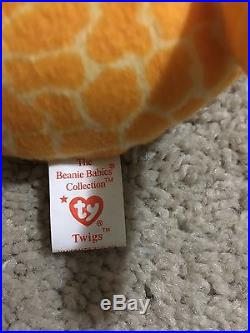 Ty Beanie Baby TWIGS Giraffe with Tag ERRORS Plush Toy RARE PVC NEW RETIRED