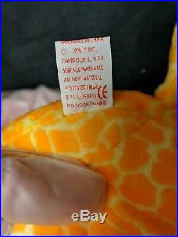 Ty Beanie Baby TWIGS Giraffe with Tag ERRORS Plush Toy RARE PVC NEW RETIRED 1995