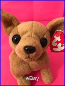 Ty Beanie Baby Tiny The Chihuahua Dog With 3 Errors Rare, Excellent Condition
