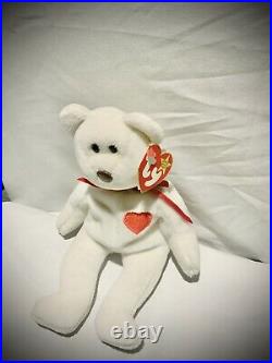 Ty Beanie Baby Valentino Bear 1993 RARE With Brown Nose! PVC Pellets with errors