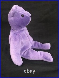 Ty Beanie Baby Violet Authentic Teddy Bear 1st Generation Tush Tag Old Face Rare