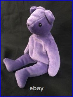 Ty Beanie Baby Violet Authentic Teddy Bear 1st Generation Tush Tag Old Face Rare