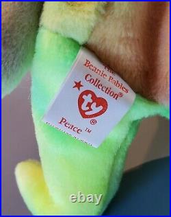 Ty Beanie Bear Peace 1996 Original Retired Beanie Baby RARE TAG ERRORS