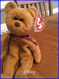 Ty Curly Beanie Baby Bear Mint Rare With Errors Tush Redstamp 105
