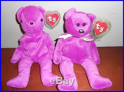 Ty Old Face & New Face Magenta Beanie Baby Babies 1st Generation RARE Teddy 4056