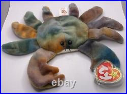 Ty Original Beanie Babies 1996 Claude The Crab PVC Pellets Rare Errors Mint
