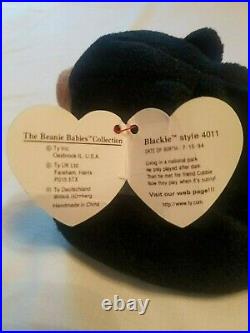 Ty Original Beanie Baby BLACKIE with Multiple Errors RARE! 1993/1994 PVC