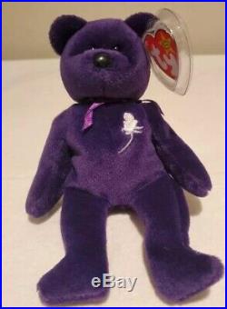 Ty Original Bear Princess Diana 1997 Retired Beanie Baby Purple Rare