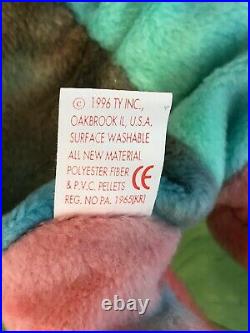 Ty Peace Bear Beanie Baby Retired RARE ERRORS 1996 Korean Market Tie-Dye MINT