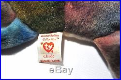 Ty Retired Beanie Babies Claude the Crab, EXTREMELY rare 1996, Many Errors