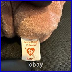 Ty beanie babies extremely rare retired 1996 Batty The Bat PVC Brown Version