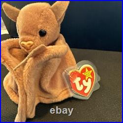 Ty beanie babies extremely rare retired 1996 Batty The Bat PVC Brown Version