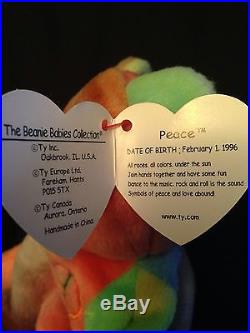 Ty beanie baby Very Rare PEACE BEAR orig. Collectible with Tag Errors