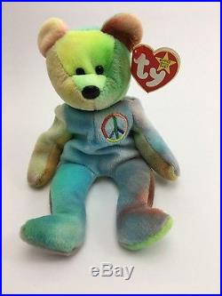 Ty beanie baby Very Rare PEACE & GARCIA BEAR orig. Collectible with Tag Errors