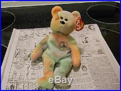 Ty beanie baby Very Rare Peace Bear orig. Collectible with Tag Errors-read desc