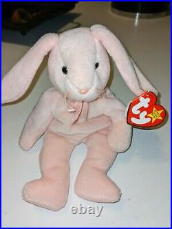 Ty retired original beanie babies rare -Hoppity the Bunny-PVC pellets NMC